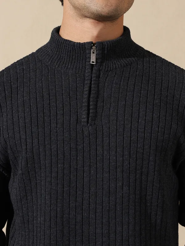 Dark_Grey_Woolen_Zipper_Sweater_For_Men