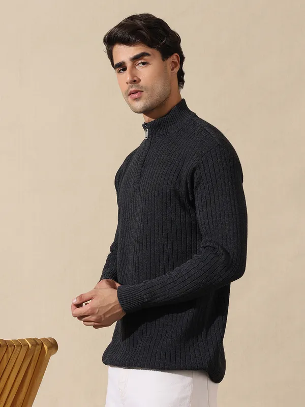Dark_Grey_Woolen_Zipper_Sweater_For_Men