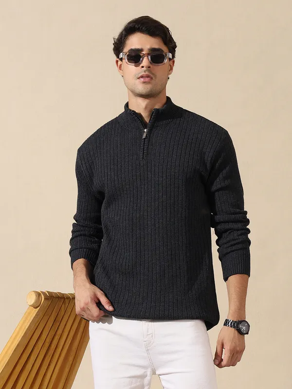 Dark_Grey_Woolen_Zipper_Sweater_For_Men