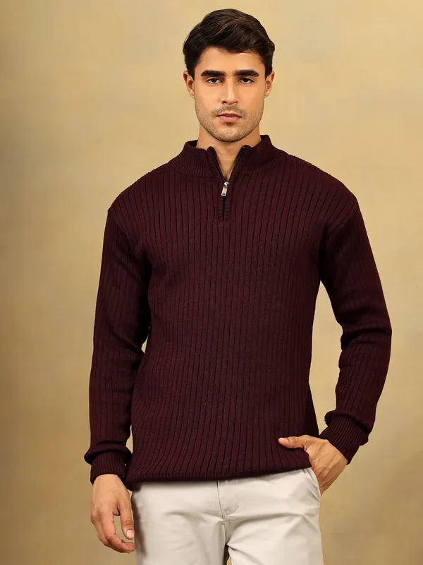 Purple_Woolen_Zipper_Sweater_For_Men