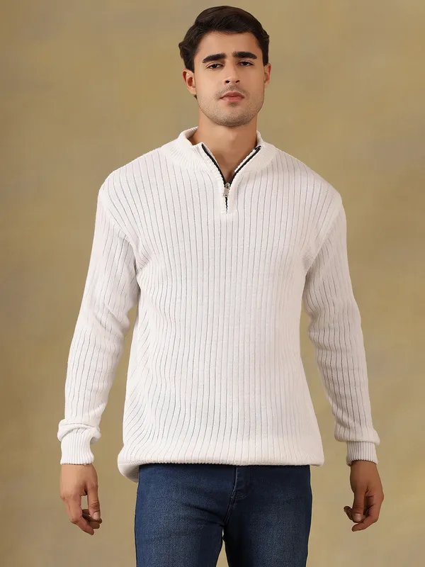 White_Woolen_Zipper_Sweater_For_Men