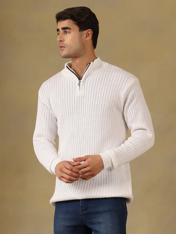 White_Woolen_Zipper_Sweater_For_Men