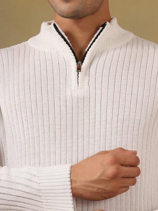 White_Woolen_Zipper_Sweater_For_Men