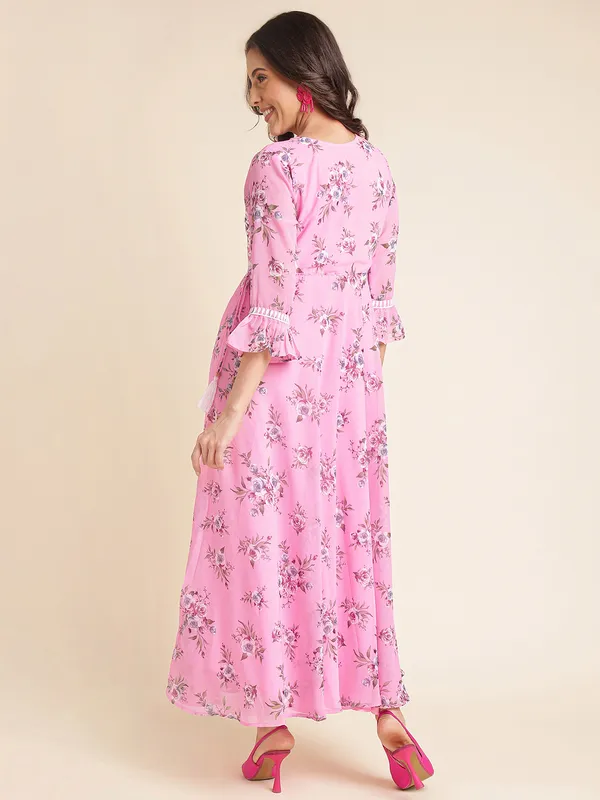 Pink_Imported_Georgette_Embroidered_Dresses_For_Women