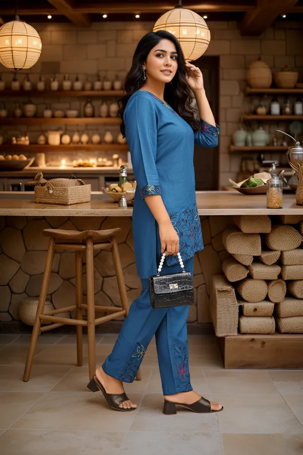 Blue_Pure_Rayon_Cotton_Dyed_Elegant_Party_Co-Ord_Set_For_Women
