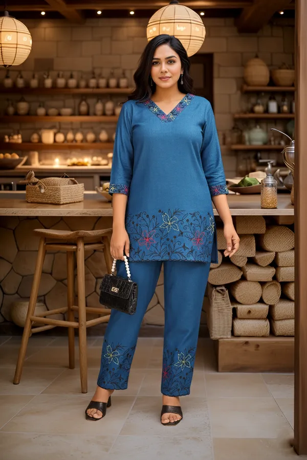 Blue_Pure_Rayon_Cotton_Dyed_Elegant_Party_Co-Ord_Set_For_Women