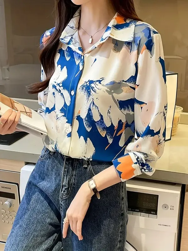 Blue_&_White_Rayon_Classic_Korean_Check_Shirt_For_Women