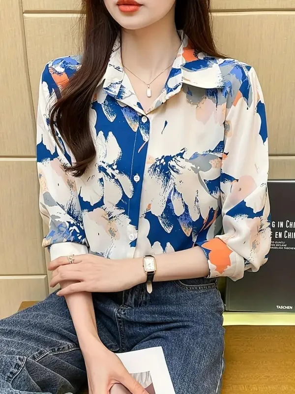 Blue_&_White_Rayon_Classic_Korean_Check_Shirt_For_Women