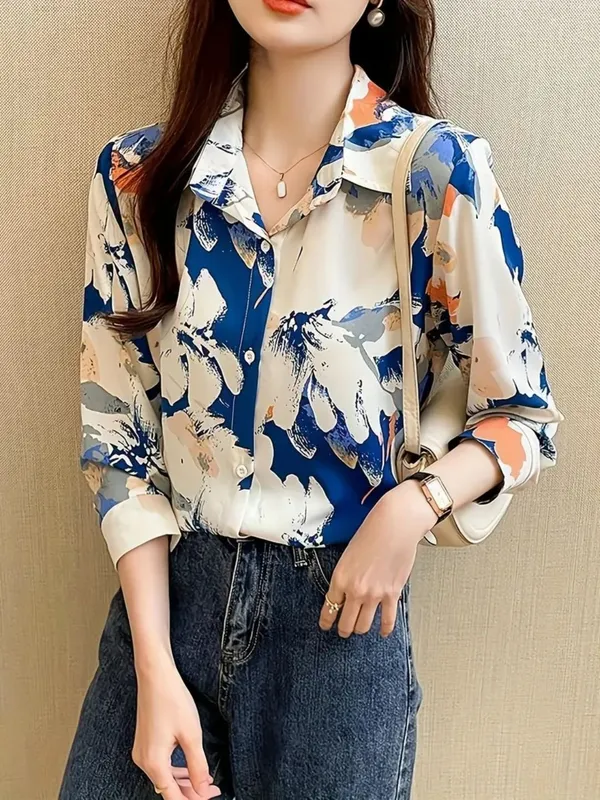 Blue_&_White_Rayon_Classic_Korean_Check_Shirt_For_Women