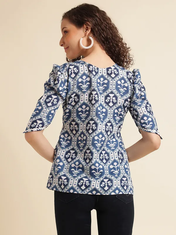 Blue_Rayon_Slub_Designer_Fashion_Top_For_Women