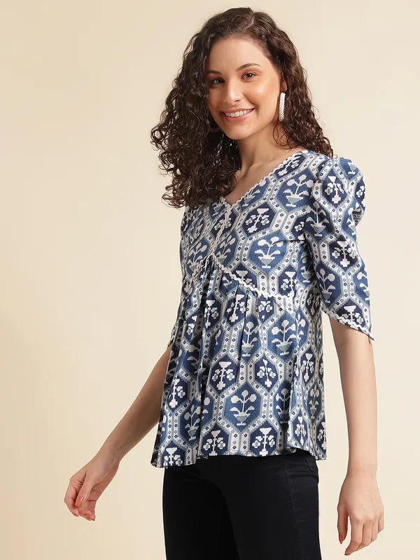 Blue_Rayon_Slub_Designer_Fashion_Top_For_Women