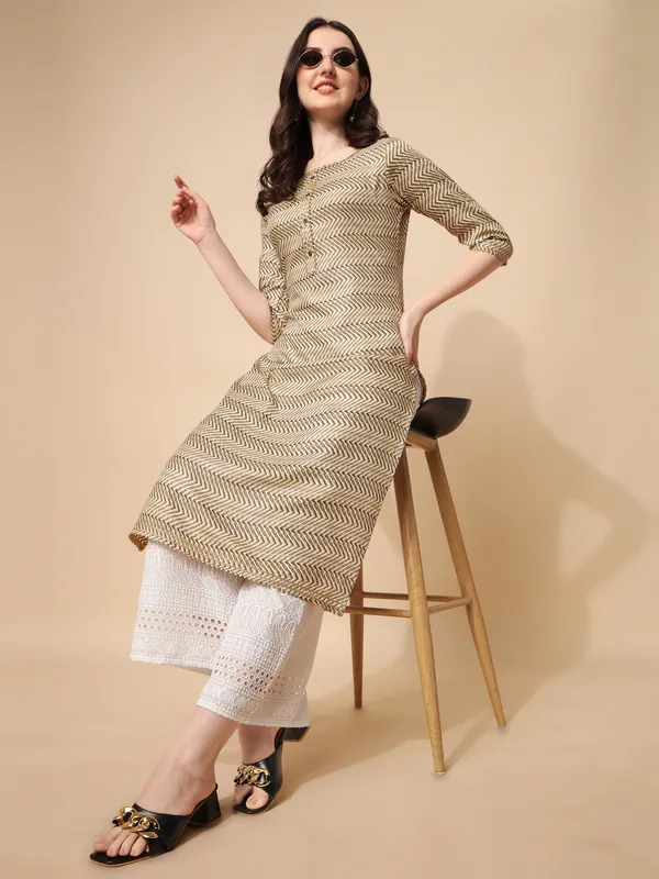 Cream_Cotton_Blend_Kurta_For_Women