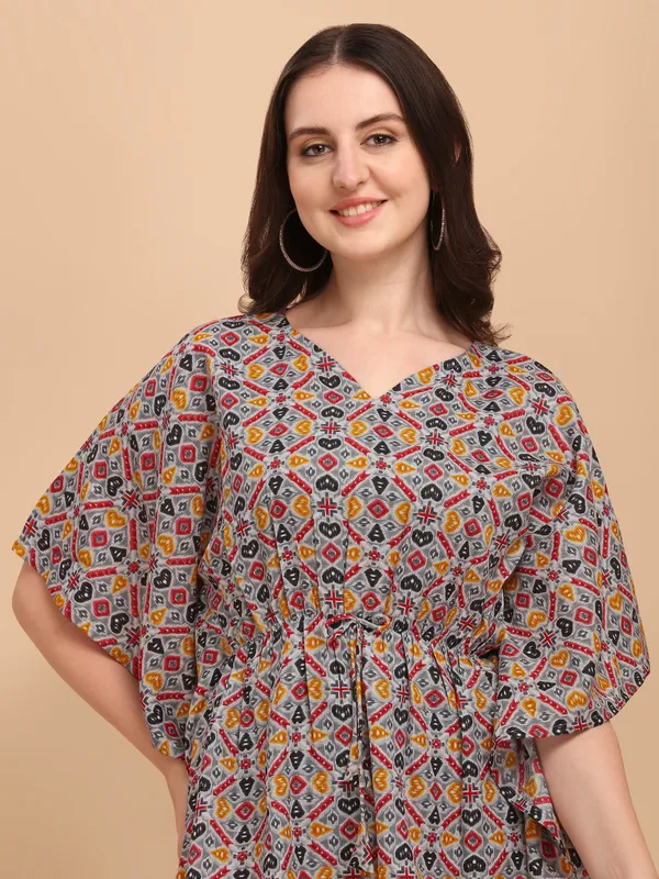 Grey_Premium_Slub_Kaftan_Co-Ord_Set_For_Women