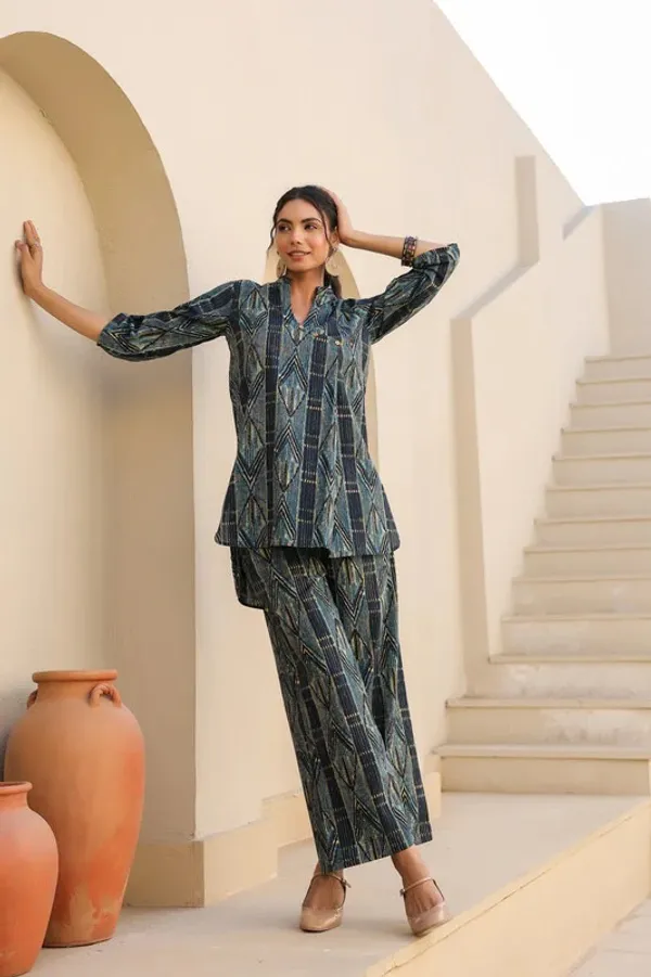 Blue_Rayon_Slub_Co-Ord_Set_For_Women