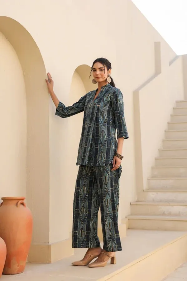 Blue_Rayon_Slub_Co-Ord_Set_For_Women