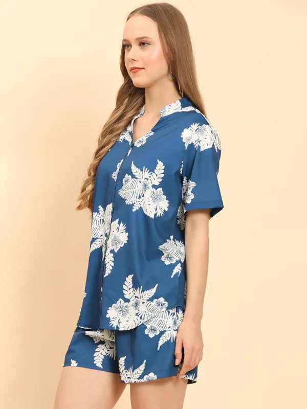 Blue_Rayon_Slub_Casual_Vacation_Co-Ord_Outfit_For_Women