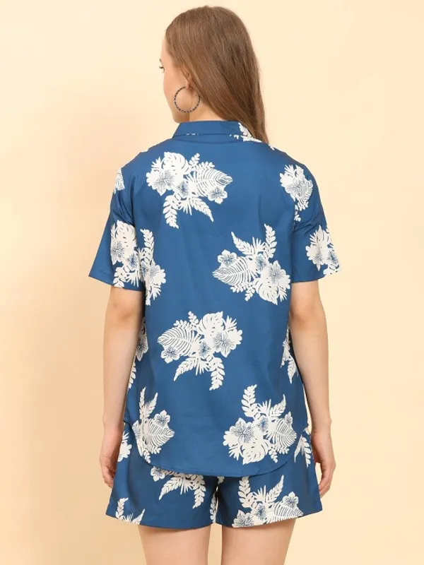 Blue_Rayon_Slub_Casual_Vacation_Co-Ord_Outfit_For_Women