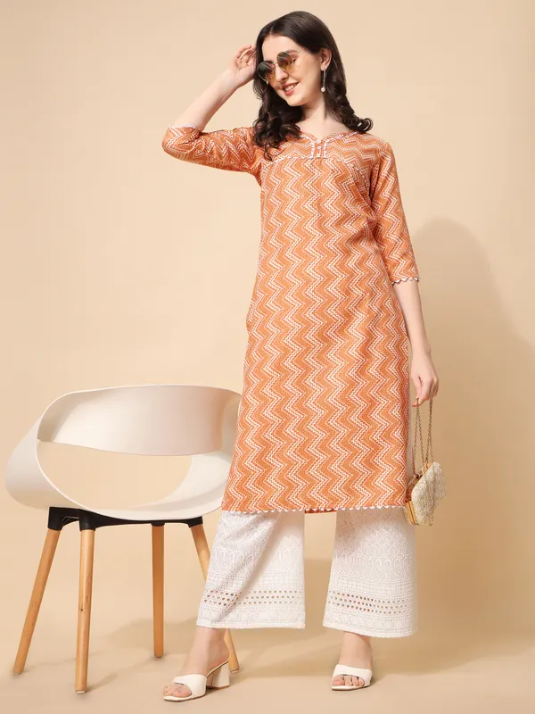 Peach_Cotton_Blend_Kurta_For_Women