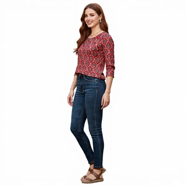 Red_Rayon_Slub_Summer_Wear_Top_For_Women