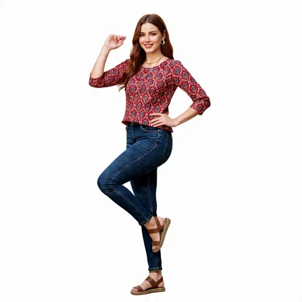 Red_Rayon_Slub_Summer_Wear_Top_For_Women