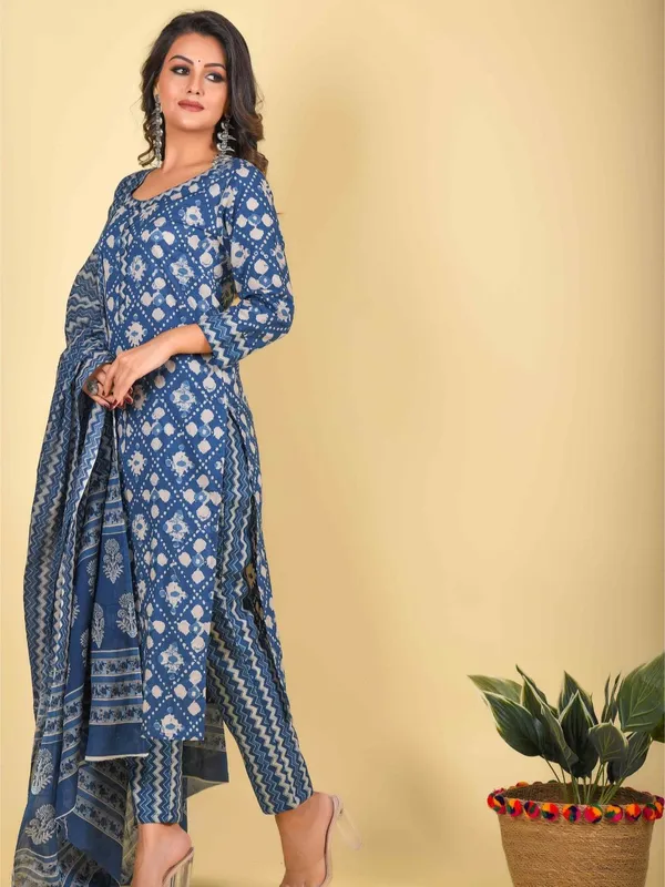 Blue_Rayon_Slub_&_Dupatta_Kotachex_Kurta_Set_For_Women
