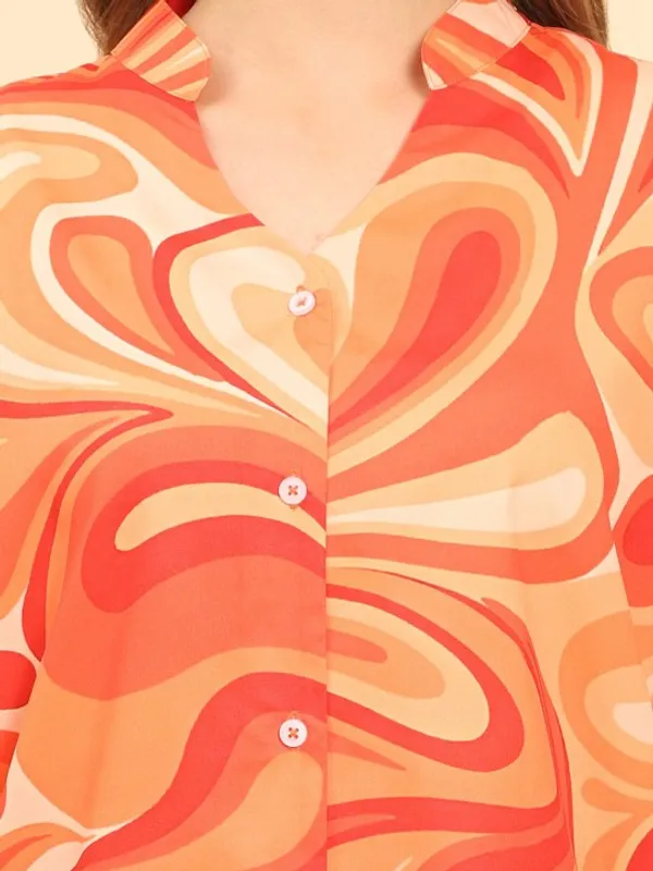 Orange_Rayon_Slub_Printed_Fashion_Women_Shirt_For_Women