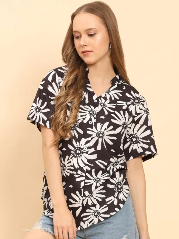 Black_Rayon_Slub_Designer_Luxe_Women_Shirt_For_Women