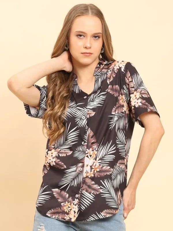Brown_Rayon_Slub_Classic_Formal_Women_Shirt_For_Women