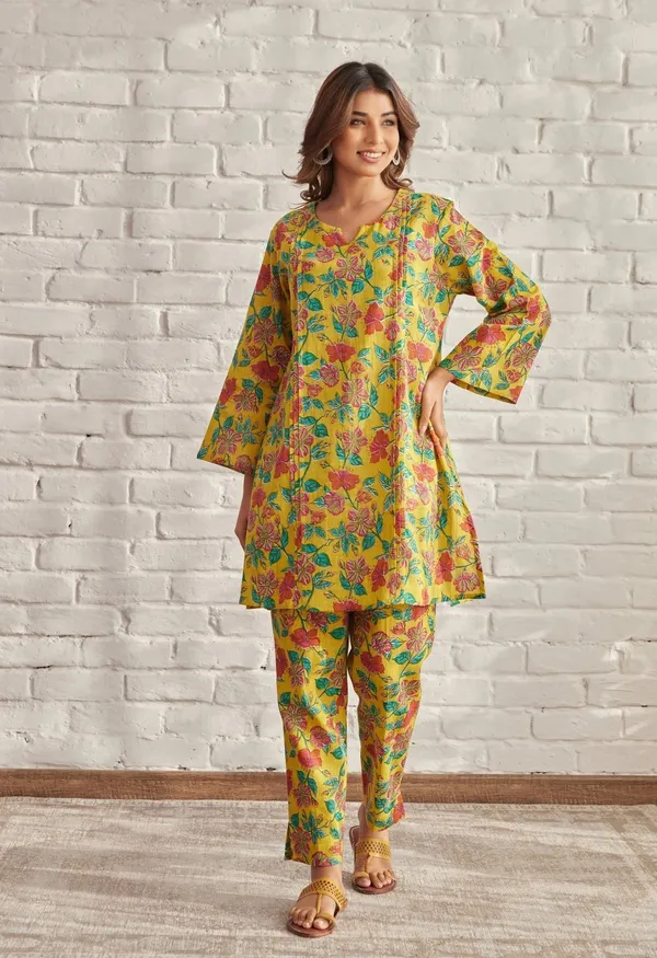 Yellow_Rayon_Slub_Co-Ord_Set_For_Women