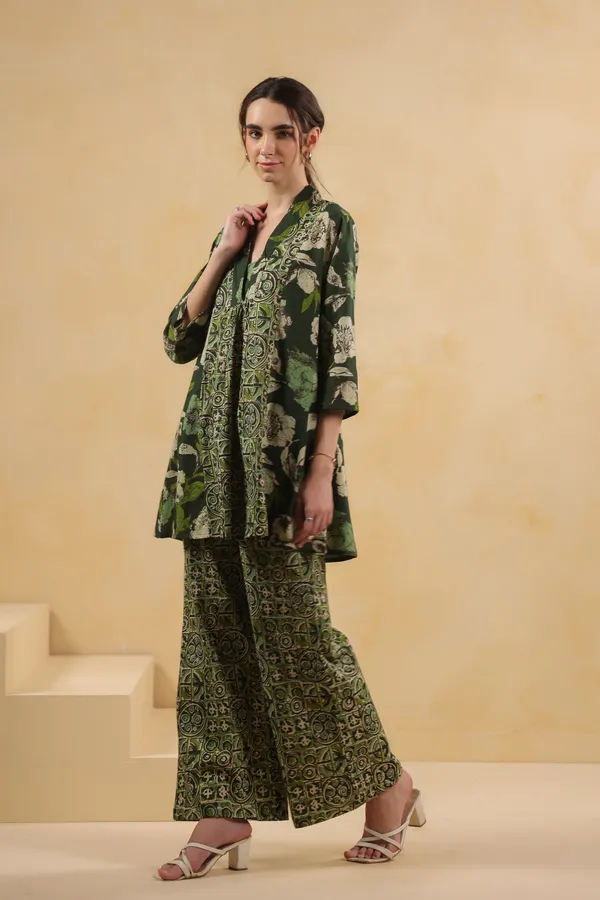 Green_Rayon_Slub_Smart_Modern_Co-Ord_Ensemble_For_Women