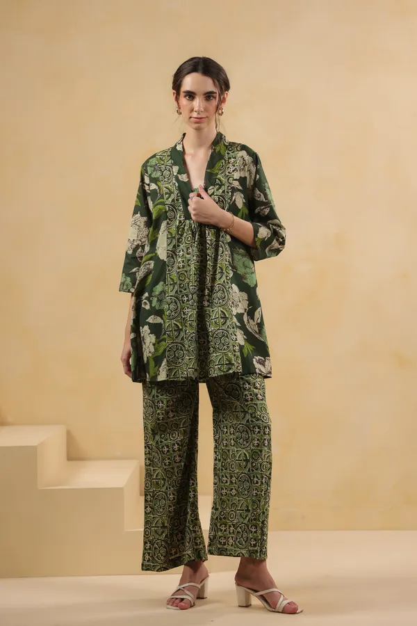 Green_Rayon_Slub_Smart_Modern_Co-Ord_Ensemble_For_Women