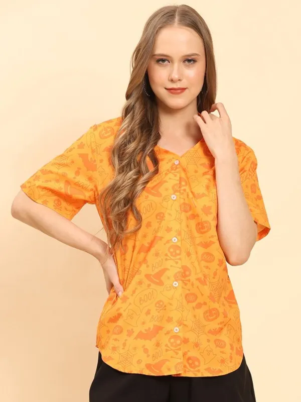 Orange_Rayon_Slub_Stylish_Urban_Wear_Shirt_For_Women