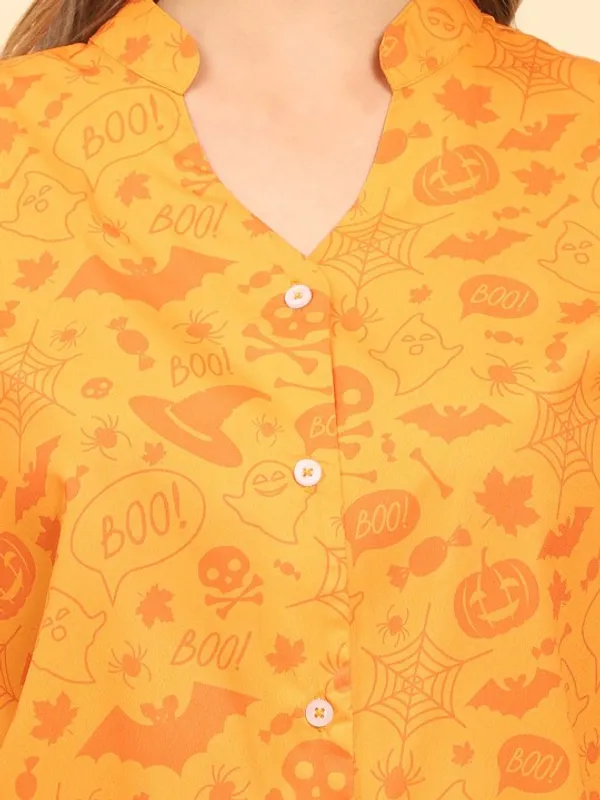 Orange_Rayon_Slub_Stylish_Urban_Wear_Shirt_For_Women