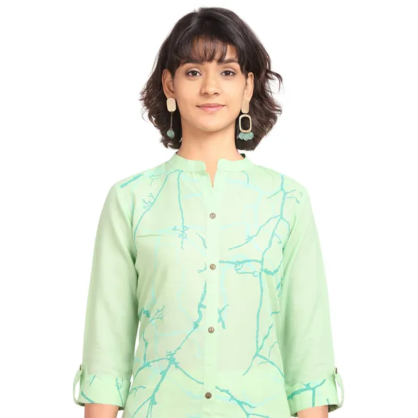 Olive_Green_Cotton_Blend_Kurti_Set_For_Women