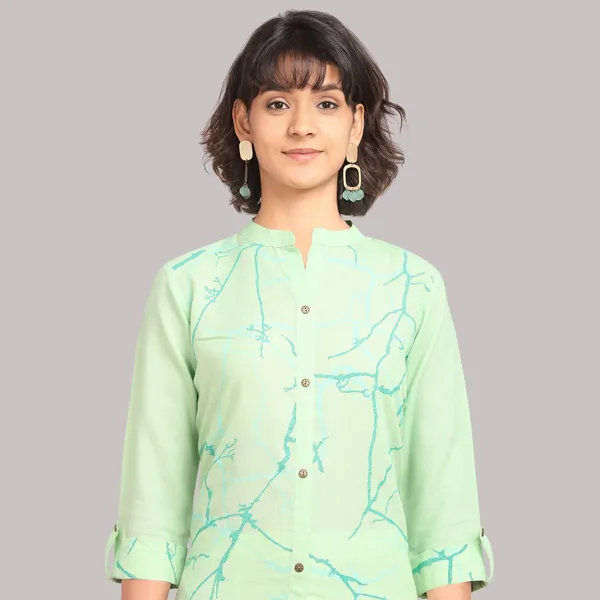 Olive_Green_Cotton_Blend_Kurti_Set_For_Women
