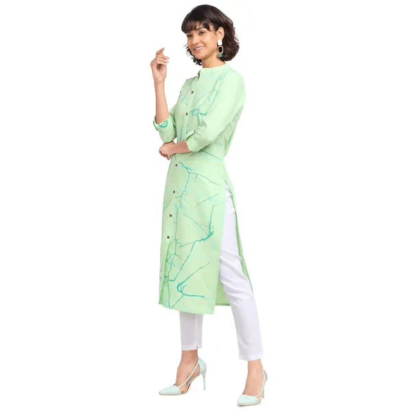 Olive_Green_Cotton_Blend_Kurti_Set_For_Women