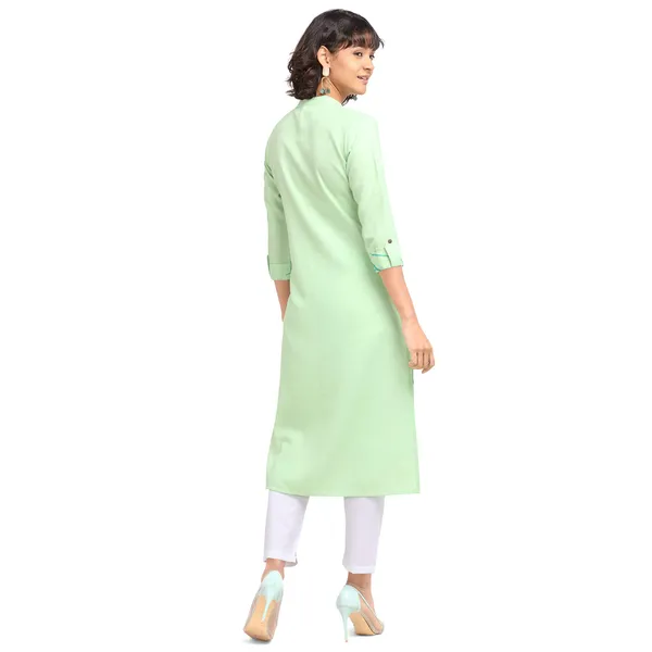 Olive_Green_Cotton_Blend_Kurti_Set_For_Women