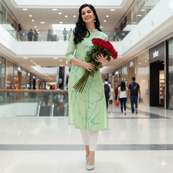 Olive_Green_Cotton_Blend_Kurti_Set_For_Women