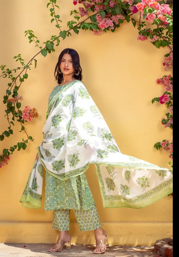 Green_Rayon_Slub_&_Dupatta_Kotachex_Kurta_Set_For_Women