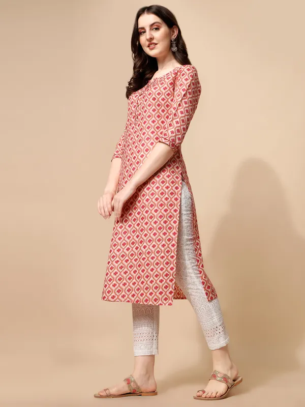 Peach_Cotton_Blend_Kurta_For_Women