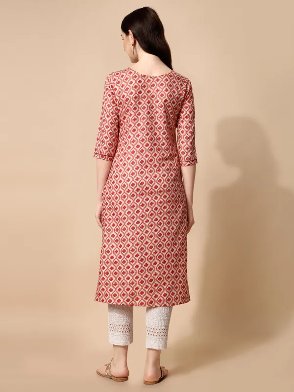 Peach_Cotton_Blend_Kurta_For_Women