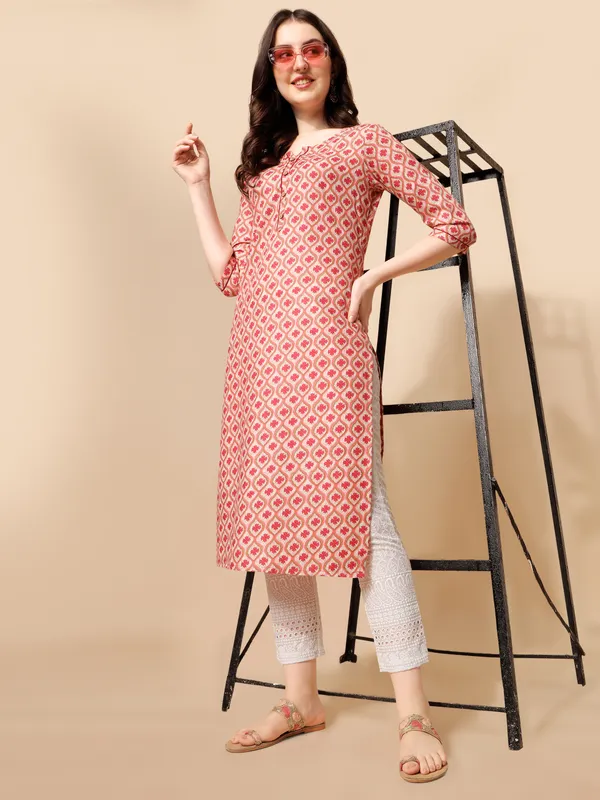 Peach_Cotton_Blend_Kurta_For_Women