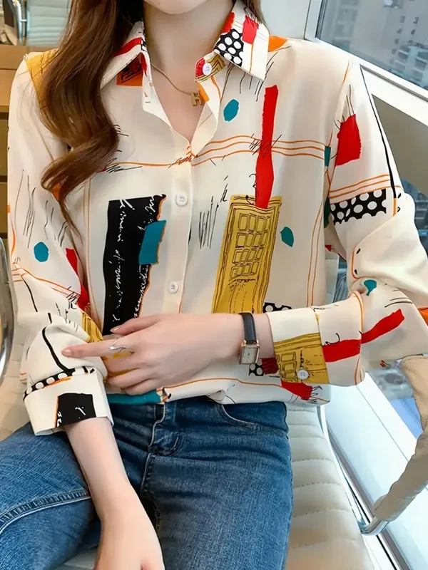White_Rayon_Chic_Korean_Wardrobe_Shirt_For_Women