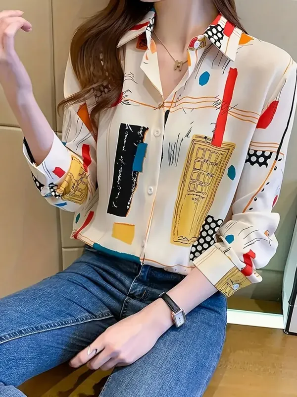 White_Rayon_Chic_Korean_Wardrobe_Shirt_For_Women