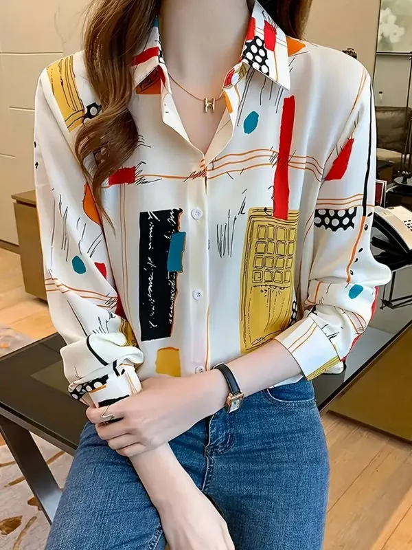 White_Rayon_Chic_Korean_Wardrobe_Shirt_For_Women