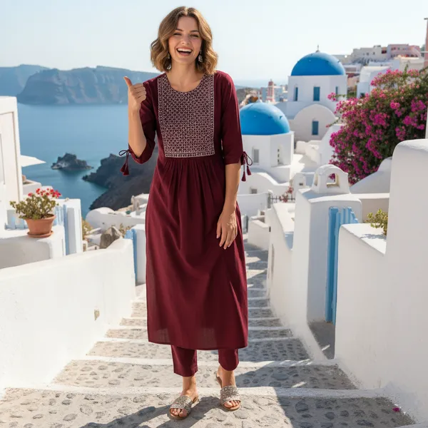Dark_Maroon_Kurti_Bottom_Style_Set
