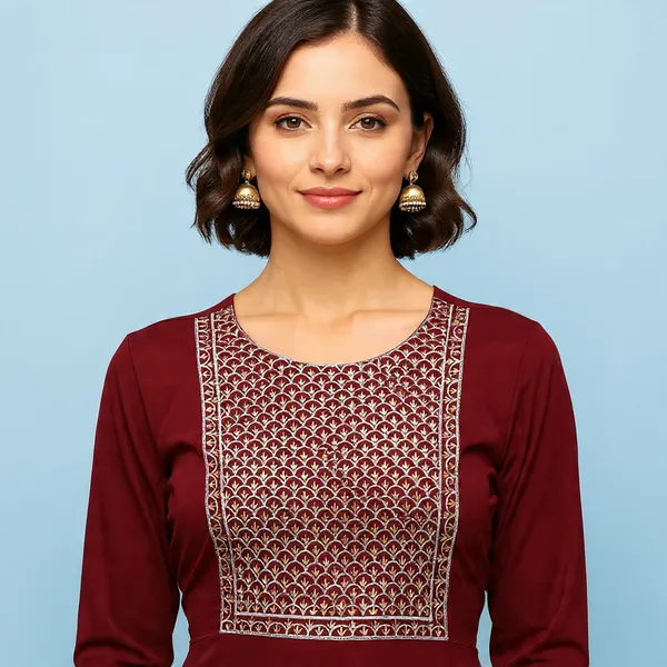 Dark_Maroon_Kurti_Bottom_Style_Set