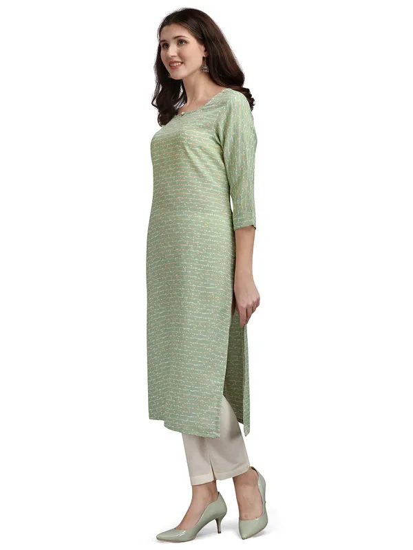 Green_Cotton_Blend_Kurti_For_Women