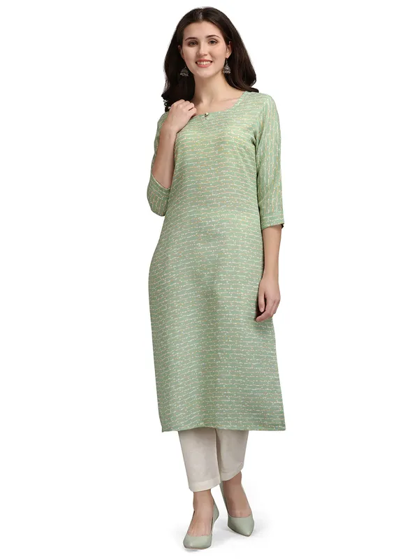 Green_Cotton_Blend_Kurti_For_Women