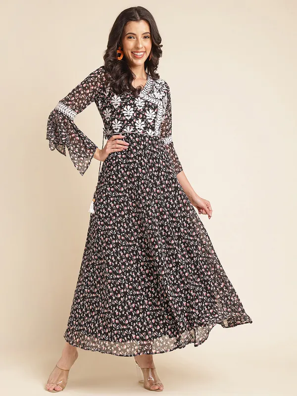 Black_Imported_Georgette_Embroidered_Dresses_For_Women